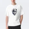 Boxy T-Shirt mit Print – Weiß – Robo Silver Face Boxy T-Shirt mit Print – Weiß – Robo Silver Face