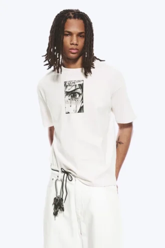 Boxy-T-Shirt mit Print – Weiß – Tears