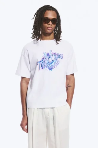 Boxy-T-Shirt mit Print – Weiß – Total Chaos