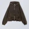 Boxy Washed Zip Kapuzenpullover – Washed Brown Boxy Washed Zip Kapuzenpullover – Washed Brown