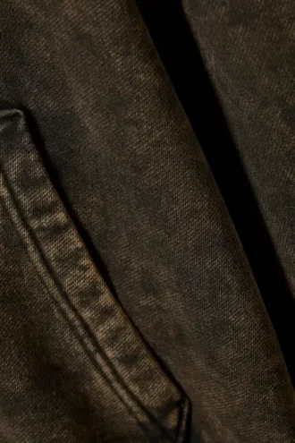 Boxy Washed Zip Kapuzenpullover – Washed Brown