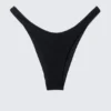 Brasilianische Bikinihose mit mittlerer Leibhöhe und Rüschen – Schwarz Brasilianische Bikinihose mit mittlerer Leibhöhe und Rüschen – Schwarz