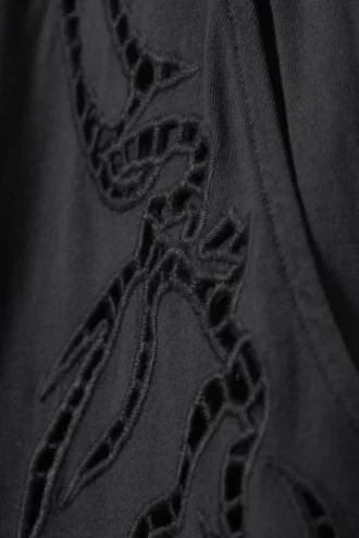 Broderie Anglaise-Hose in lockerer Passform – Dunkelgrau