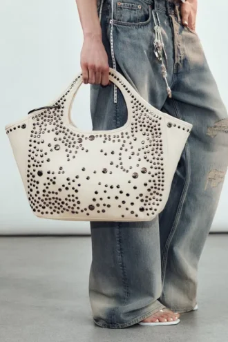 Canvas-Tasche mit Nieten – Dusty Light Mole