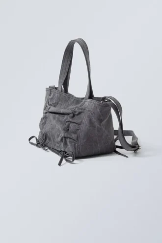 Canvas-Tasche mit Schleife – gewaschenes Grau