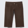 Capri-Hose mit extrem niedriger Leibhöhe – Dunkelbraun