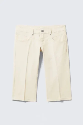 Capri-Hose mit extrem niedriger Leibhöhe – Staubweiß
