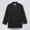 Carla Oversized-Jacke aus Wollmischung – Schwarz Carla Oversized-Jacke aus Wollmischung – Schwarz
