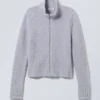 Carla Zip Hairy Strickjacke – Dusty Lilac Carla Zip Hairy Strickjacke – Dusty Lilac