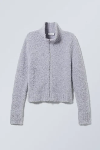 Carla Zip Hairy Strickjacke – Dusty Lilac
