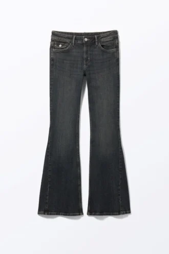 Cheri Low-Waist-Jeans mit ausgestelltem Bein – Desert Blue