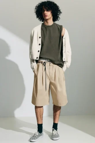 Chino-Shorts aus Baumwolle – Hellstaubbeige