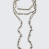 Choker-Halskette aus Leinenmischung mit Nieten – Beige Choker-Halskette aus Leinenmischung mit Nieten – Beige