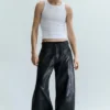 Cracked Loose Fit Barrel Leg Jeans – Schwarz Cracked Loose Fit Barrel Leg Jeans – Schwarz