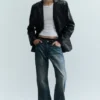 Cracked Single-Breasted Blazer – Schwarz Cracked Single-Breasted Blazer – Schwarz