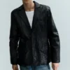 Cracked Single-Breasted Blazer – Schwarz Cracked Single-Breasted Blazer – Schwarz