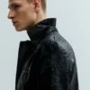 Cracked Single-Breasted Blazer – Schwarz Cracked Single-Breasted Blazer – Schwarz