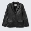 Cracked Single-Breasted Blazer – Schwarz Cracked Single-Breasted Blazer – Schwarz