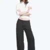 Crinkle-Hose mit niedriger Taille und lockerer Passform – Dunkelgrau Crinkle-Hose mit niedriger Taille und lockerer Passform – Dunkelgrau