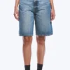 Curve Denim-Shorts mit hoher Taille und weitem Bein – Blue Horses – Mittelblau Curve Denim-Shorts mit hoher Taille und weitem Bein – Blue Horses – Mittelblau