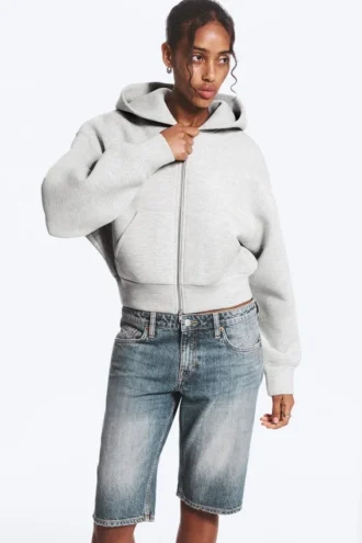 Danni Scuba Zip Kapuzenpullover – Grau meliert