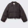 Daunenjacke mit Kragen – Dunkelbraun Daunenjacke mit Kragen – Dunkelbraun