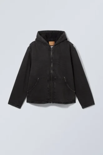 Denim-Fleecejacke mit Kapuze – Black Tie