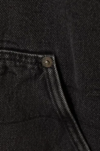 Denim-Fleecejacke mit Kapuze – Black Tie