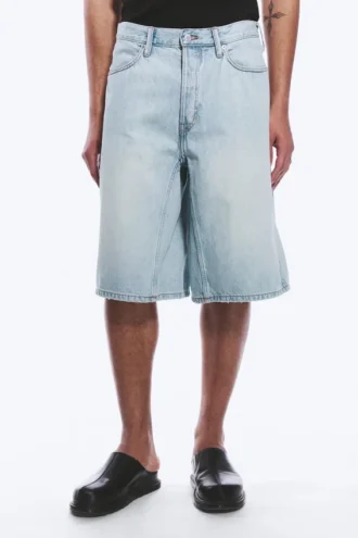 Denim-Shorts mit mittlerer Leibhöhe, lockerer Passform und Abnähern – Dream Blue – Hellblau