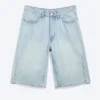 Denim-Shorts mit mittlerer Leibhöhe, lockerer Passform und Abnähern – Dream Blue – Hellblau Denim-Shorts mit mittlerer Leibhöhe, lockerer Passform und Abnähern – Dream Blue – Hellblau