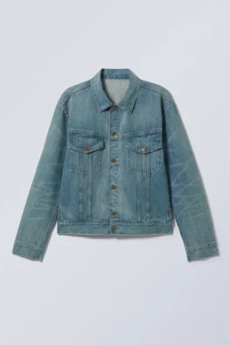 Denim-Truckerjacke in Regular Fit – Dusty Cyan
