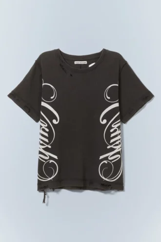 Distressed-Print-T-Shirt – gewaschenes Schwarz | Cheap Monday GB