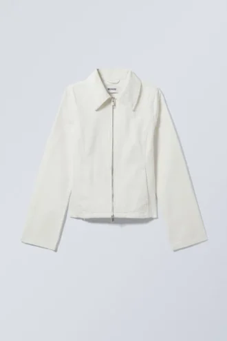 Distressed-Twill-Jacke – Weiß