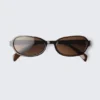 Dünne Sonnenbrille mit ovalem Rahmen – Dunkelbraun – Braune Gläser Dünne Sonnenbrille mit ovalem Rahmen – Dunkelbraun – Braune Gläser