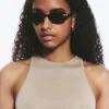 Dünne Sonnenbrille mit ovalem Rahmen – Dunkelbraun – Braune Gläser Dünne Sonnenbrille mit ovalem Rahmen – Dunkelbraun – Braune Gläser