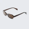 Dünne Sonnenbrille mit ovalem Rahmen – Dunkelbraun – Braune Gläser Dünne Sonnenbrille mit ovalem Rahmen – Dunkelbraun – Braune Gläser