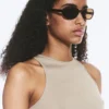 Dünne Sonnenbrille mit ovalem Rahmen – Dunkelbraun – Braune Gläser Dünne Sonnenbrille mit ovalem Rahmen – Dunkelbraun – Braune Gläser