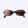 Dünne Sonnenbrille mit ovalem Rahmen – Dunkelbraun – Braune Gläser Dünne Sonnenbrille mit ovalem Rahmen – Dunkelbraun – Braune Gläser