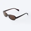 Dünne Sonnenbrille mit ovalem Rahmen – Dunkelbraun – Braune Gläser Dünne Sonnenbrille mit ovalem Rahmen – Dunkelbraun – Braune Gläser