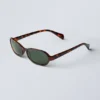 Dünne Sonnenbrille mit ovalem Rahmen – Schildpattmuster Dünne Sonnenbrille mit ovalem Rahmen – Schildpattmuster