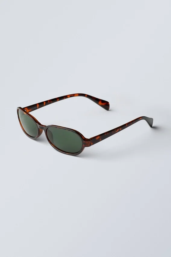 Dünne Sonnenbrille mit ovalem Rahmen – Schildpattmuster Dünne Sonnenbrille mit ovalem Rahmen – Schildpattmuster