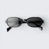 Dünne Sonnenbrille mit ovalem Rahmen – Schwarz Dünne Sonnenbrille mit ovalem Rahmen – Schwarz