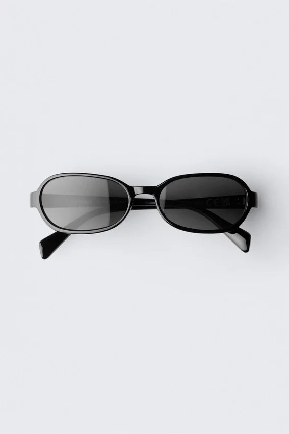 Dünne Sonnenbrille mit ovalem Rahmen – Schwarz Dünne Sonnenbrille mit ovalem Rahmen – Schwarz