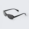 Dünne Sonnenbrille mit ovalem Rahmen – Schwarz Dünne Sonnenbrille mit ovalem Rahmen – Schwarz