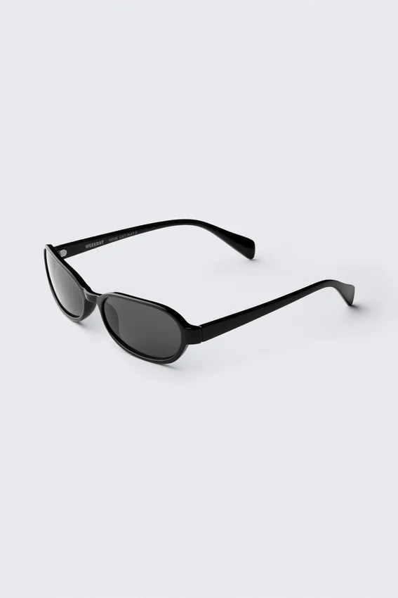Dünne Sonnenbrille mit ovalem Rahmen – Schwarz Dünne Sonnenbrille mit ovalem Rahmen – Schwarz
