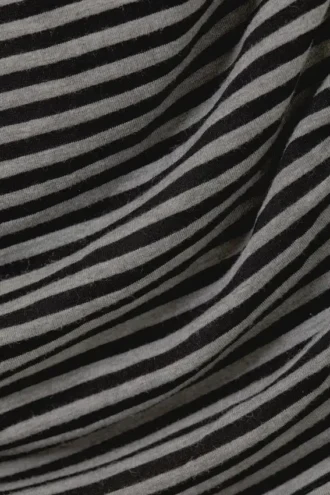 Drapiertes, asymmetrisches Minikleid mit langen Ärmeln – schwarz-grau gestreift