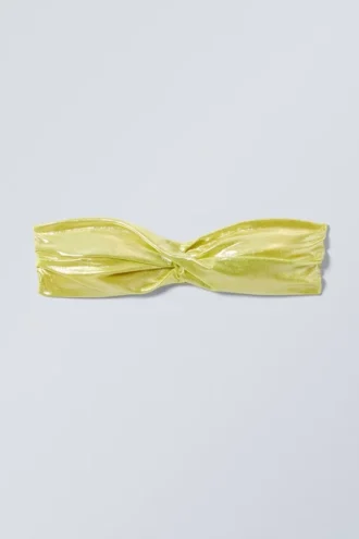 Drapiertes Bandeau-Bikini-Oberteil – Glänzendes Gelb