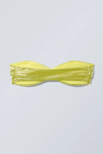 Drapiertes Bandeau-Bikini-Oberteil – Glänzendes Gelb