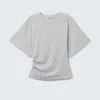 Drapiertes, figurbetontes T-Shirt – Grau meliert Drapiertes, figurbetontes T-Shirt – Grau meliert