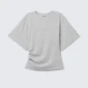 Drapiertes, figurbetontes T-Shirt – Grau meliert Drapiertes, figurbetontes T-Shirt – Grau meliert